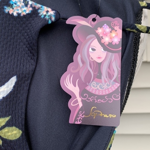 SOPRANO Navy-Floral Ruffle Textured Dress - Picture 12 of 13